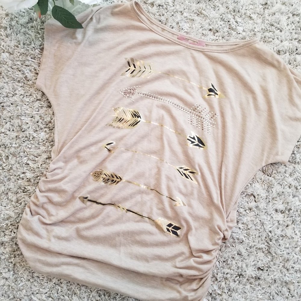 Gold Arrows Graphic Maternity Tee Size M